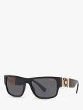 Versace VE4369 Women's Polarised Square Sunglasses, Black/Grey