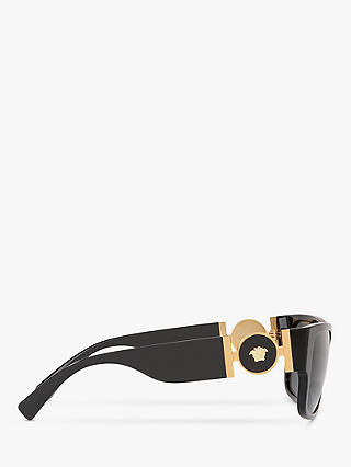 Versace VE4369 Women's Polarised Square Sunglasses, Black/Grey