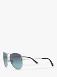 Tiffany & Co TF3066 Women's Aviator Sunglasses, Silver/Blue Gradient