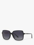 Michael Kors MK2098U Women's Isle of Palms Polarised Square Sunglasses, Black/Grey Gradient