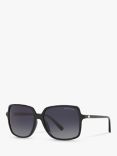 Michael Kors MK2098U Women's Isle of Palms Polarised Square Sunglasses, Black/Grey Gradient