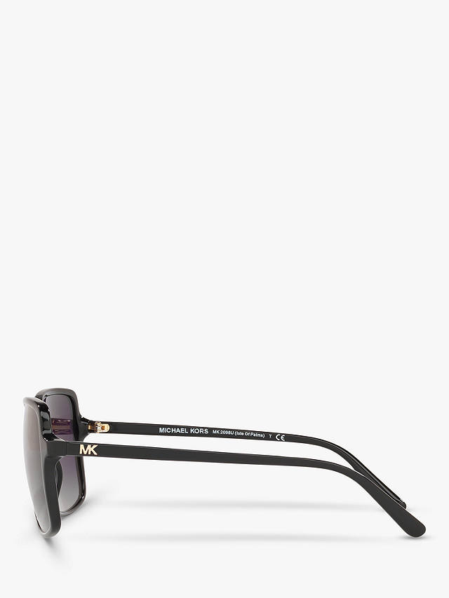 Michael Kors MK2098U Women's Isle of Palms Polarised Square Sunglasses, Black/Grey Gradient