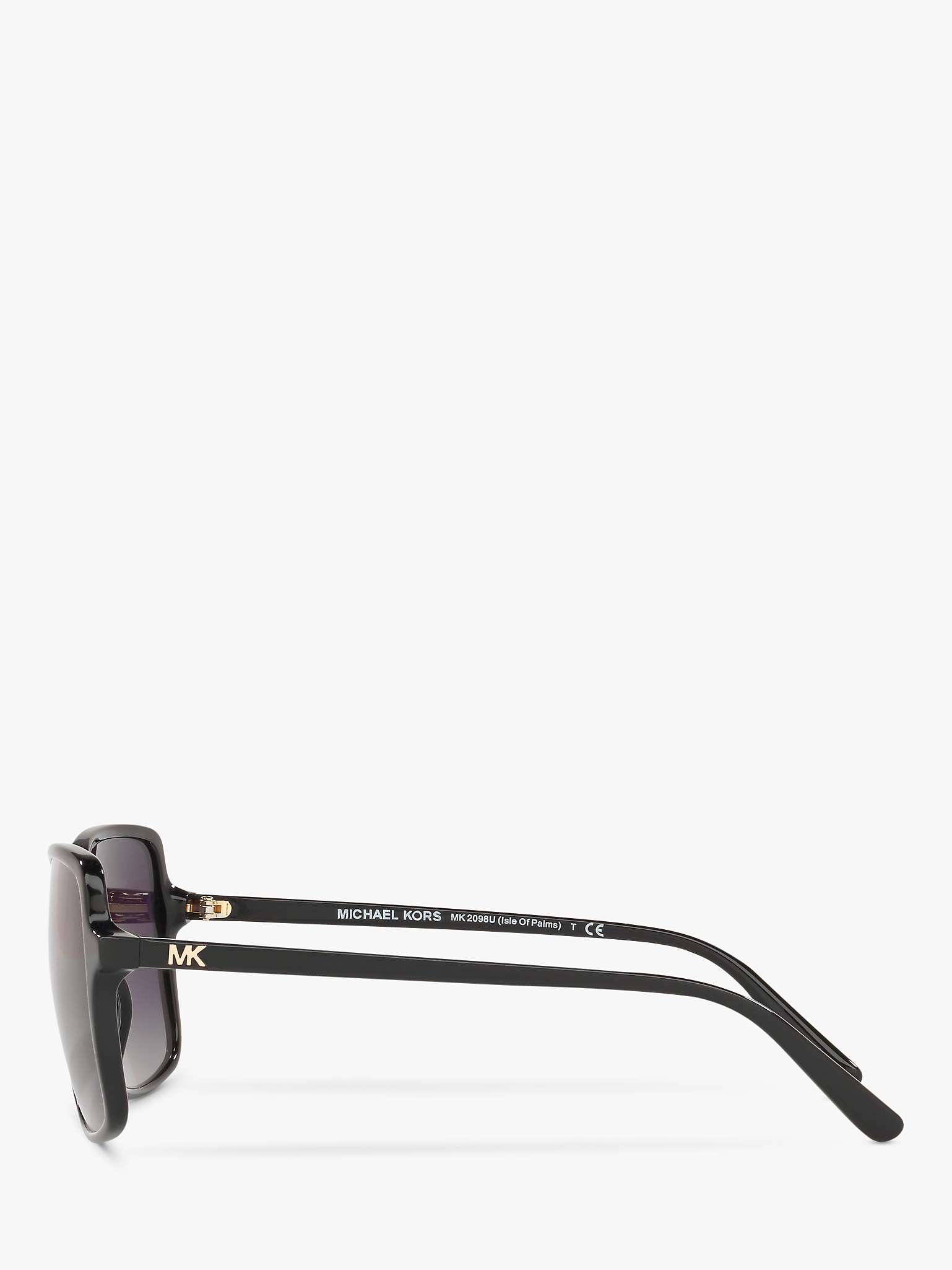 Buy Michael Kors MK2098U Women's Isle of Palms Polarised Square Sunglasses, Black/Grey Gradient Online at johnlewis.com