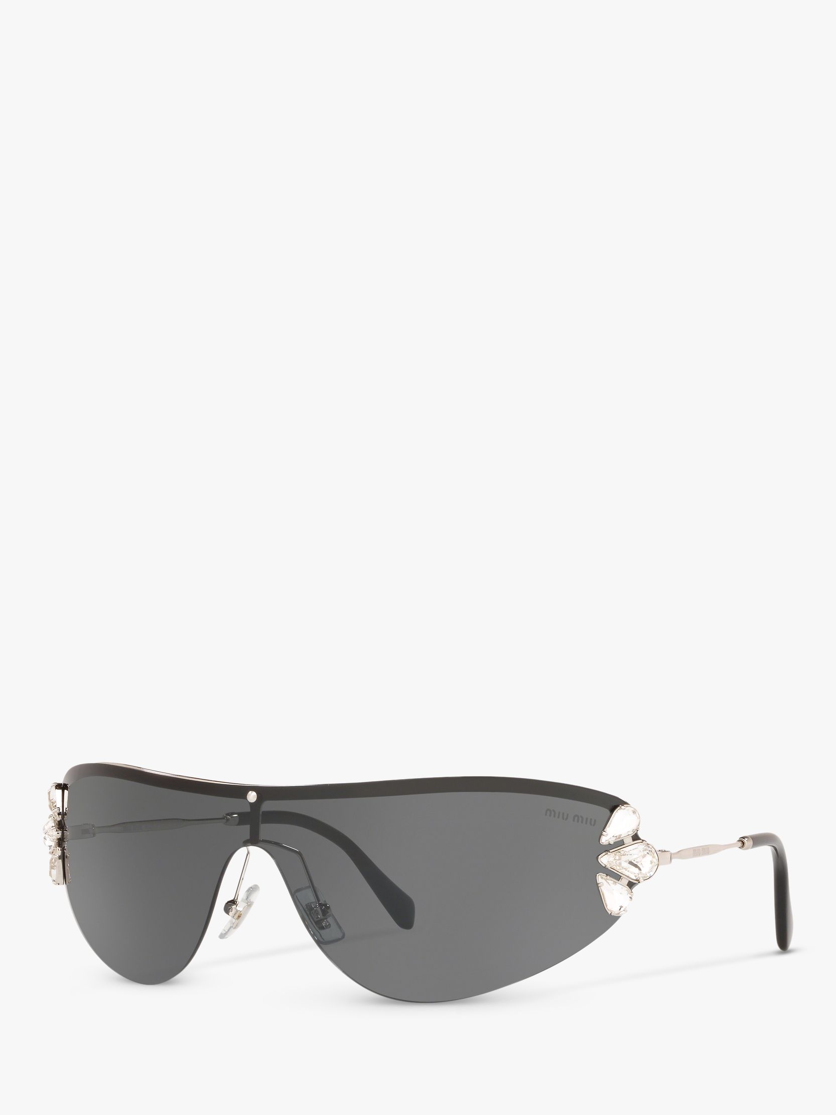 Miu Miu MU 66US Women's Crystal Embellished Sunglasses, Silver/Grey