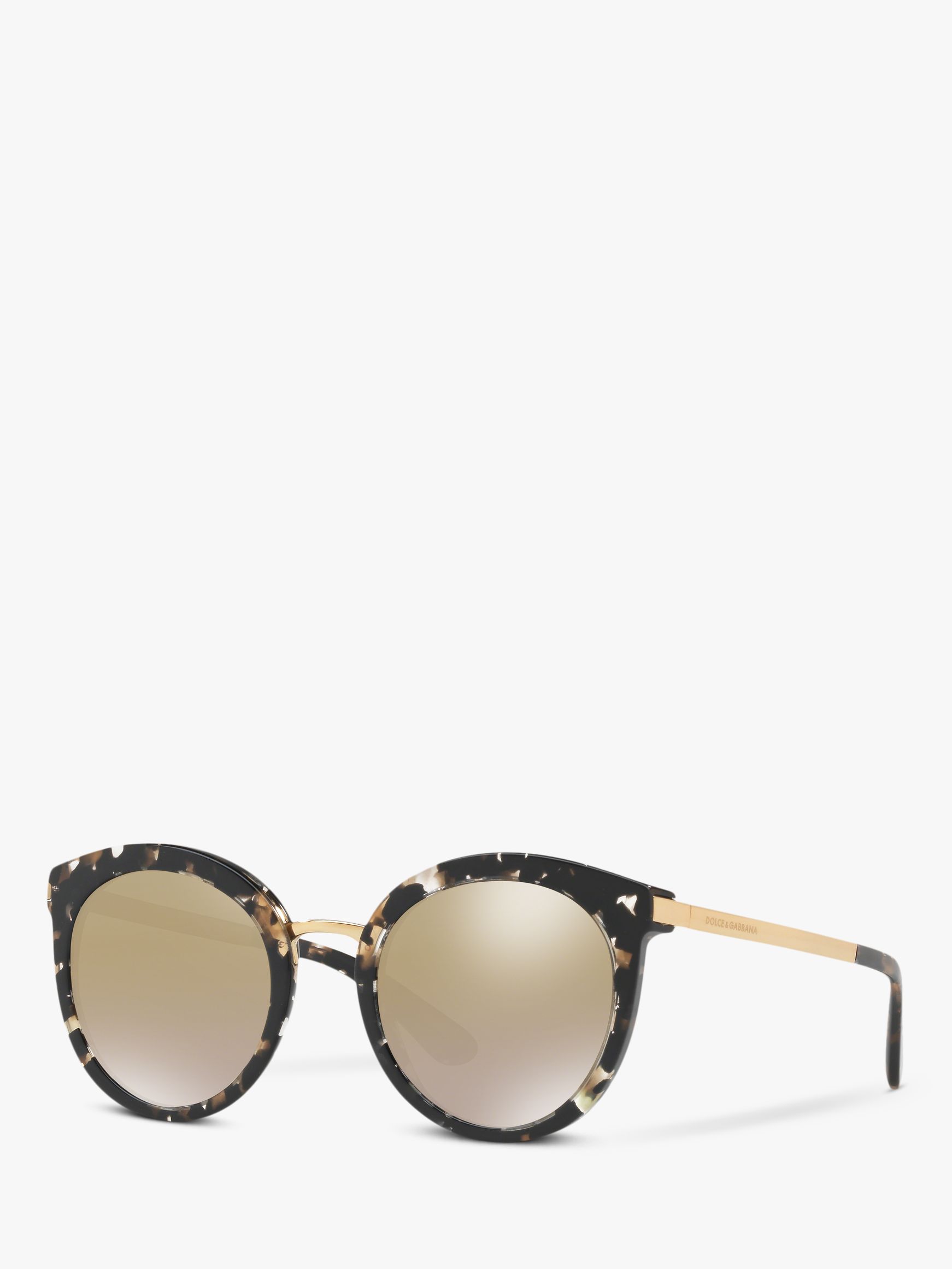 Dolce & Gabbana DG4268 Women's Round Sunglasses, Black/Mirror Gold at John  Lewis & Partners
