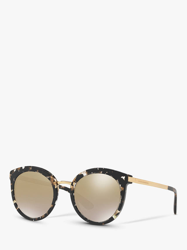 Dolce & Gabbana DG4268 Women's Round Sunglasses, Black/Mirror Gold