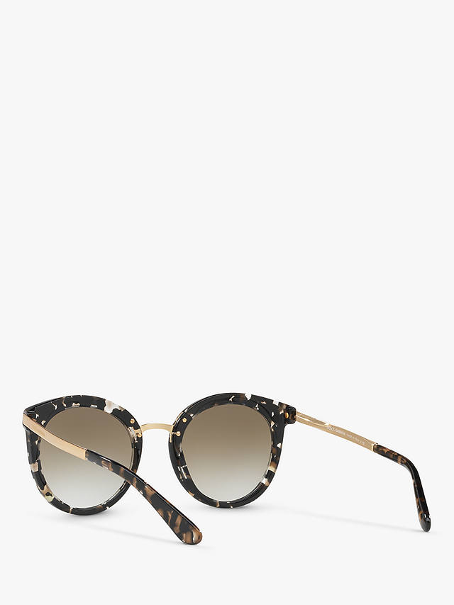 Dolce & Gabbana DG4268 Women's Round Sunglasses, Black/Mirror Gold