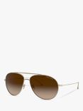 Giorgio Armani AR6093 Men's Aviator Sunglasses, Matte Gold/Brown Gradient