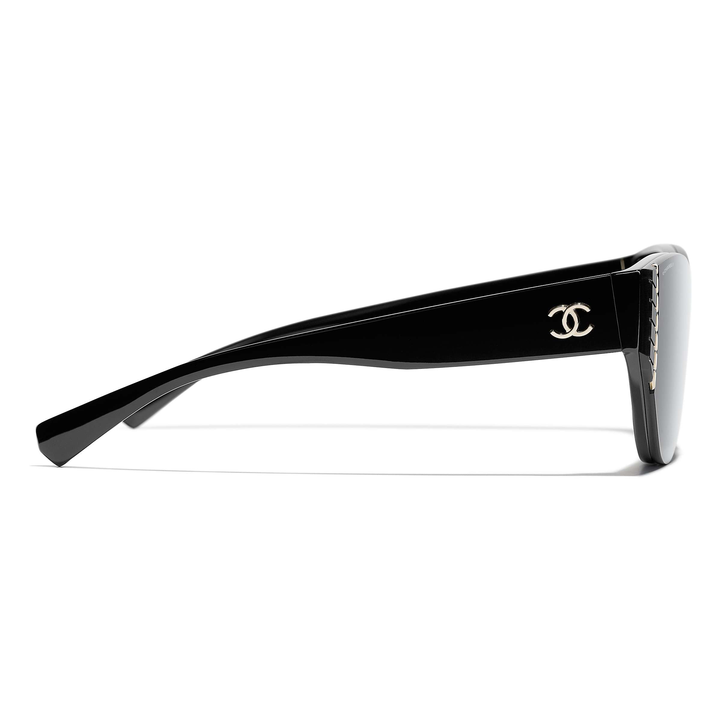 Buy CHANEL Oval Sunglasses CH6054 Black/Grey Online at johnlewis.com