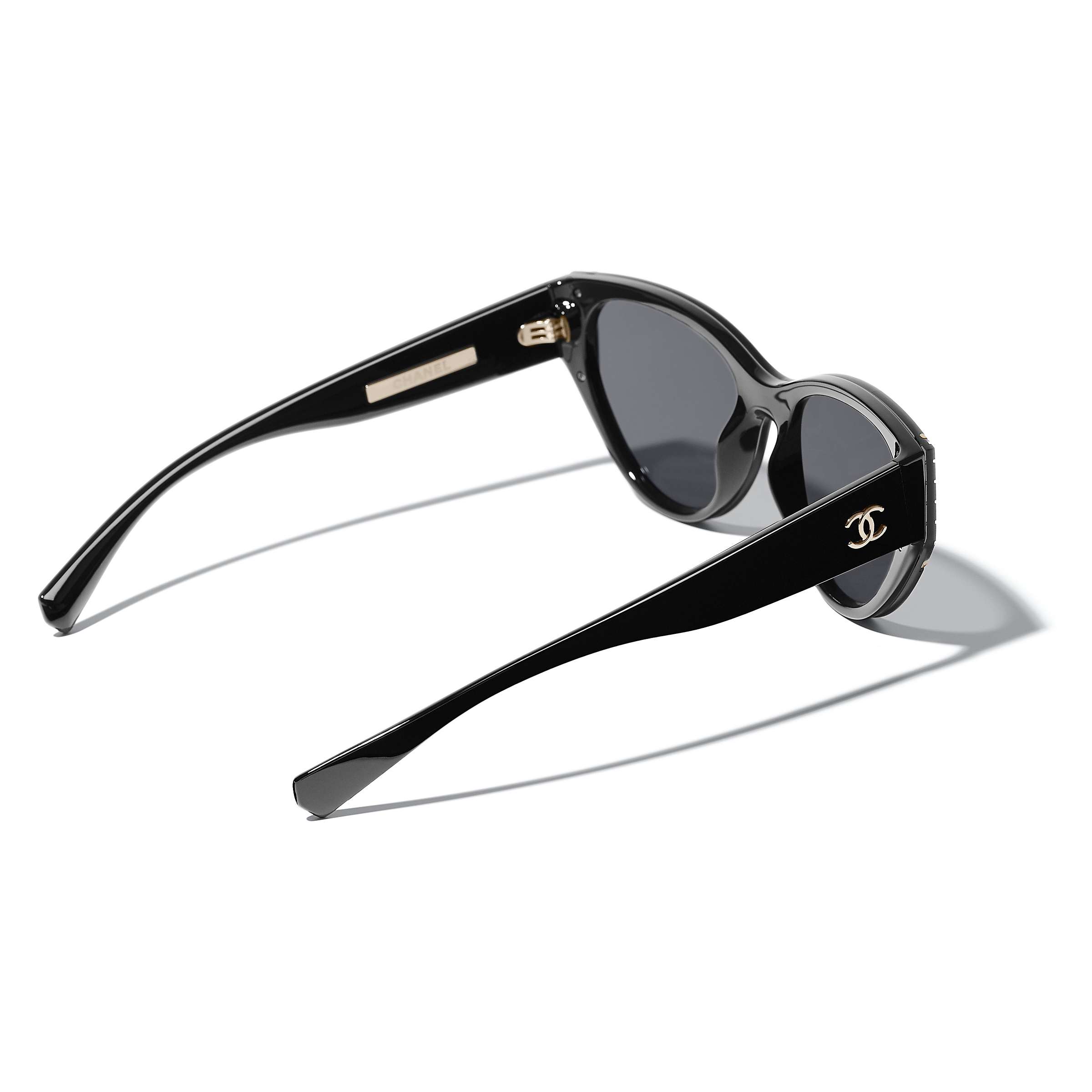 Buy CHANEL Oval Sunglasses CH6054 Black/Grey Online at johnlewis.com