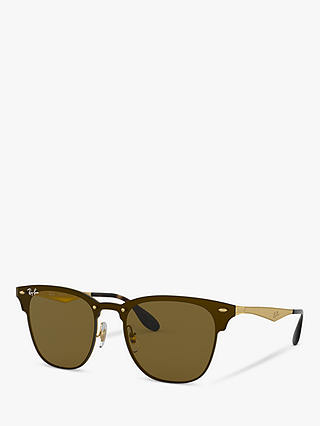Ray-Ban RB3576N Unisex Blaze Clubmaster Square Sunglasses, Gold/Brown