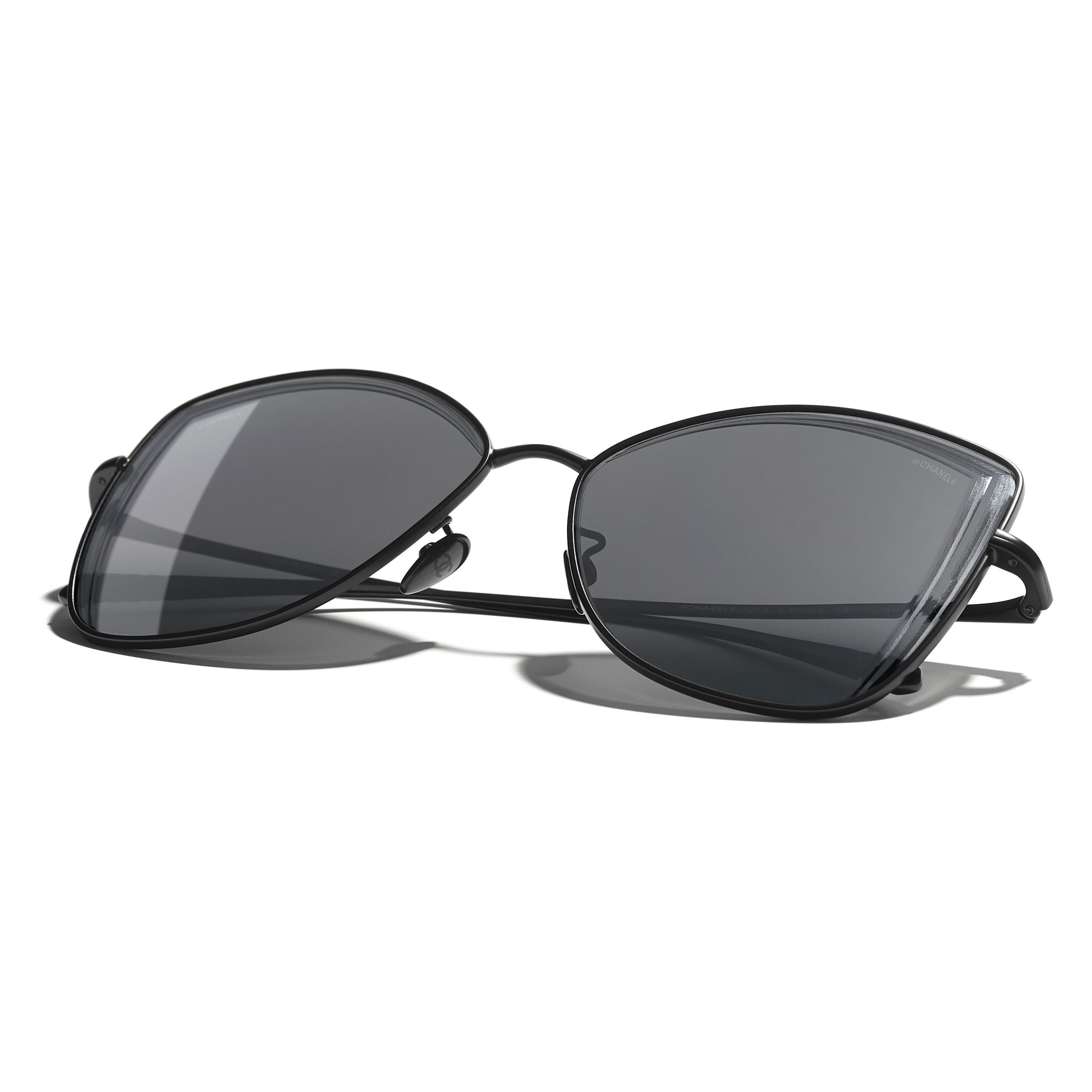 CHANEL Butterfly Sunglasses CH4253 Black/Grey at John Lewis & Partners