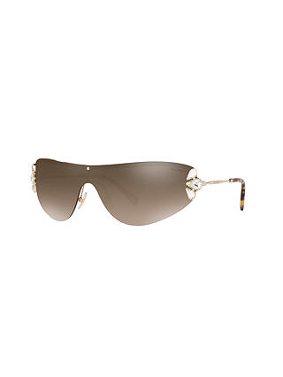 Miu Miu MU 66US Women's Crystal Embellished Sunglasses, Gold/Brown