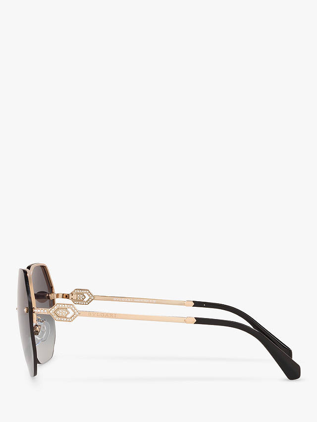 BVLGARI BV6122B Women's Irregular Oval Sunglasses, Gold/Grey Gradient
