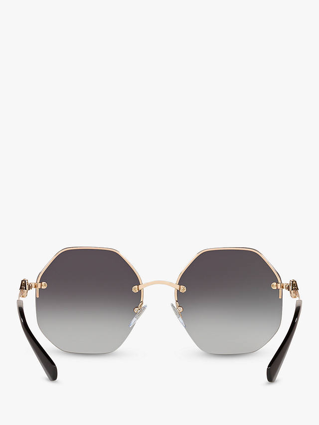 BVLGARI BV6122B Women's Irregular Oval Sunglasses, Gold/Grey Gradient