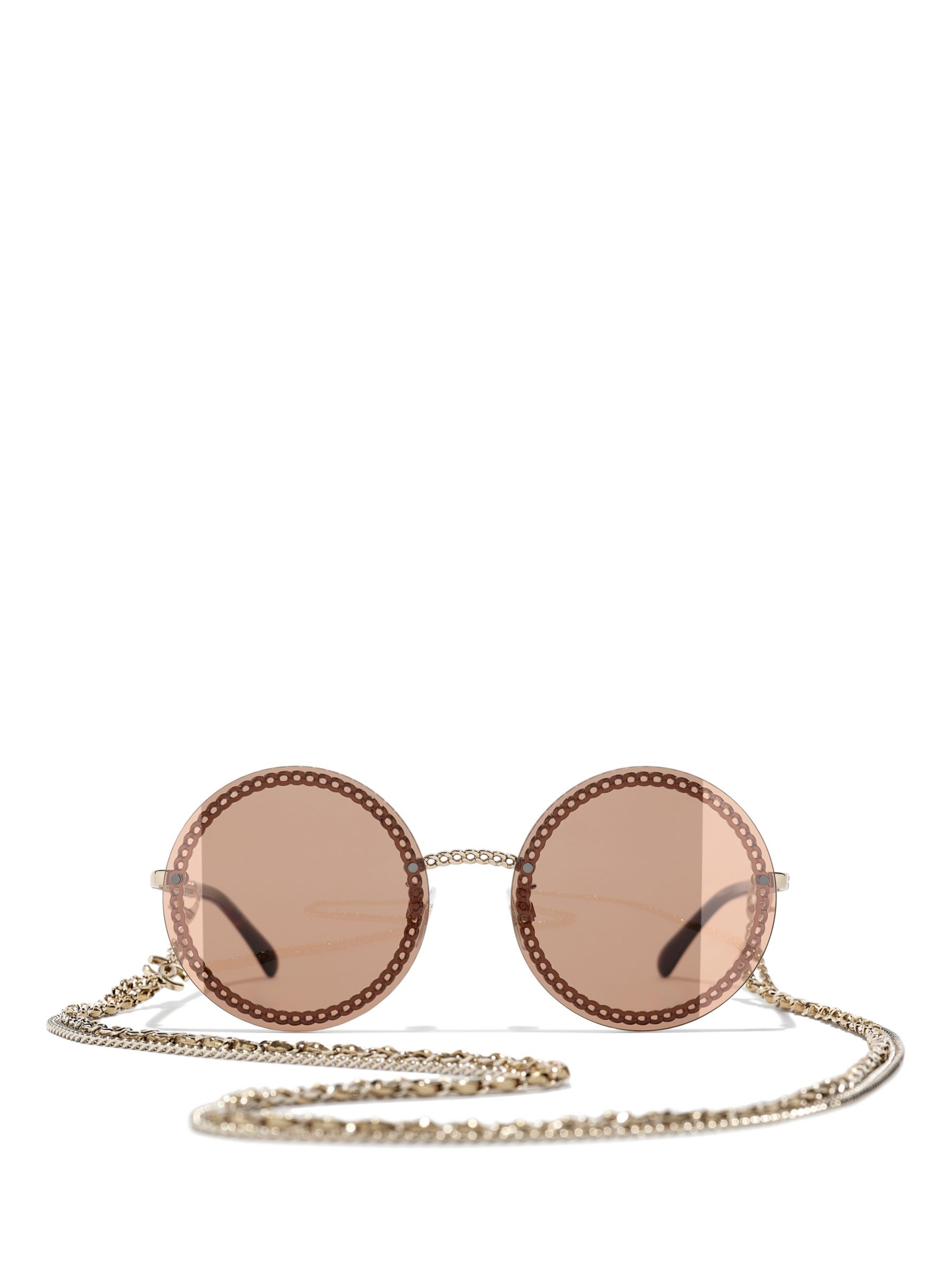 Sunglasses Chanel - Chain embellished yellow round sunglasses - CH4245C12485