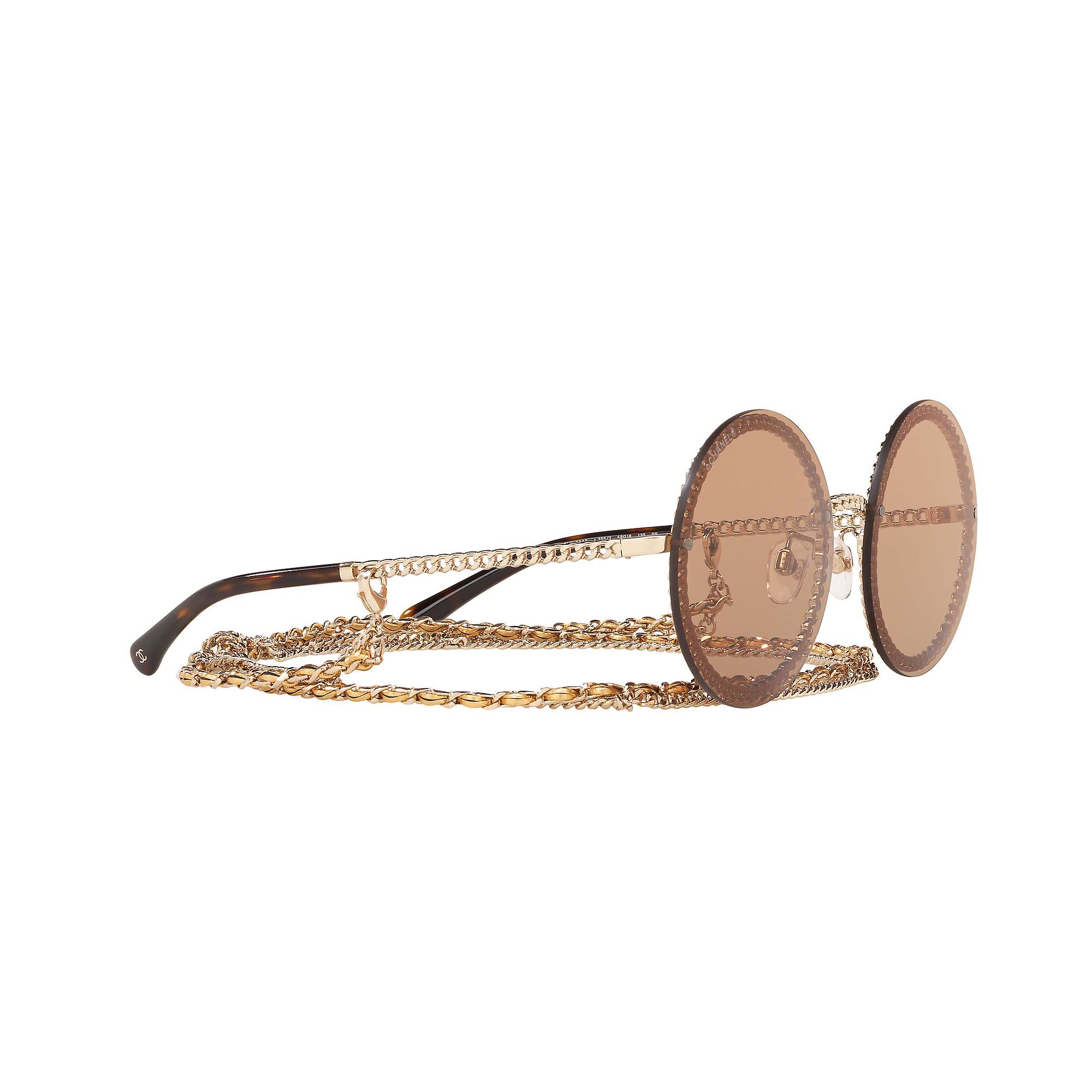Buy CHANEL Round Sunglasses CH4245 Gold/Blush Online at johnlewis.com