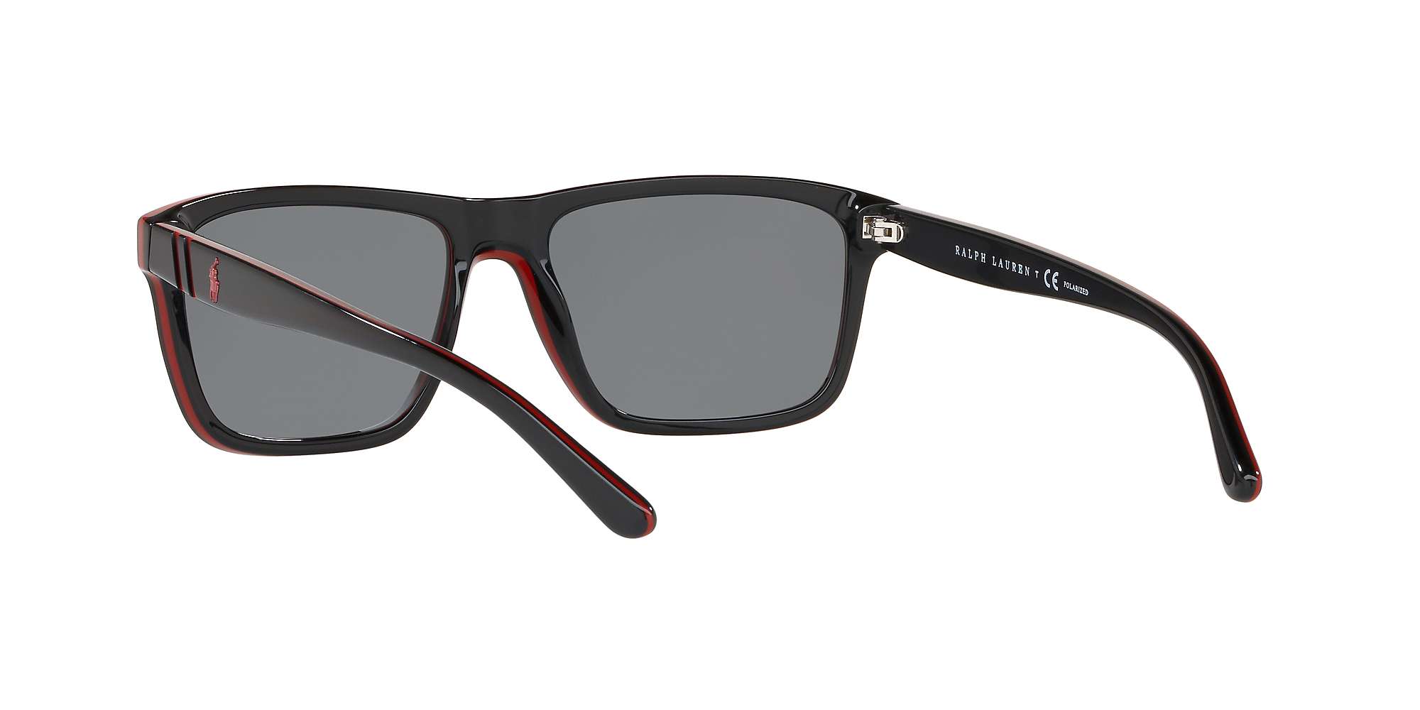 Buy Polo Ralph Lauren PH4153 Men's Polarised Square Sunglasses, Black/Red Online at johnlewis.com