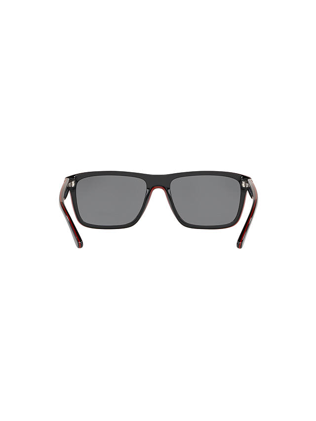 Polo Ralph Lauren PH4153 Men's Polarised Square Sunglasses, Black/Red