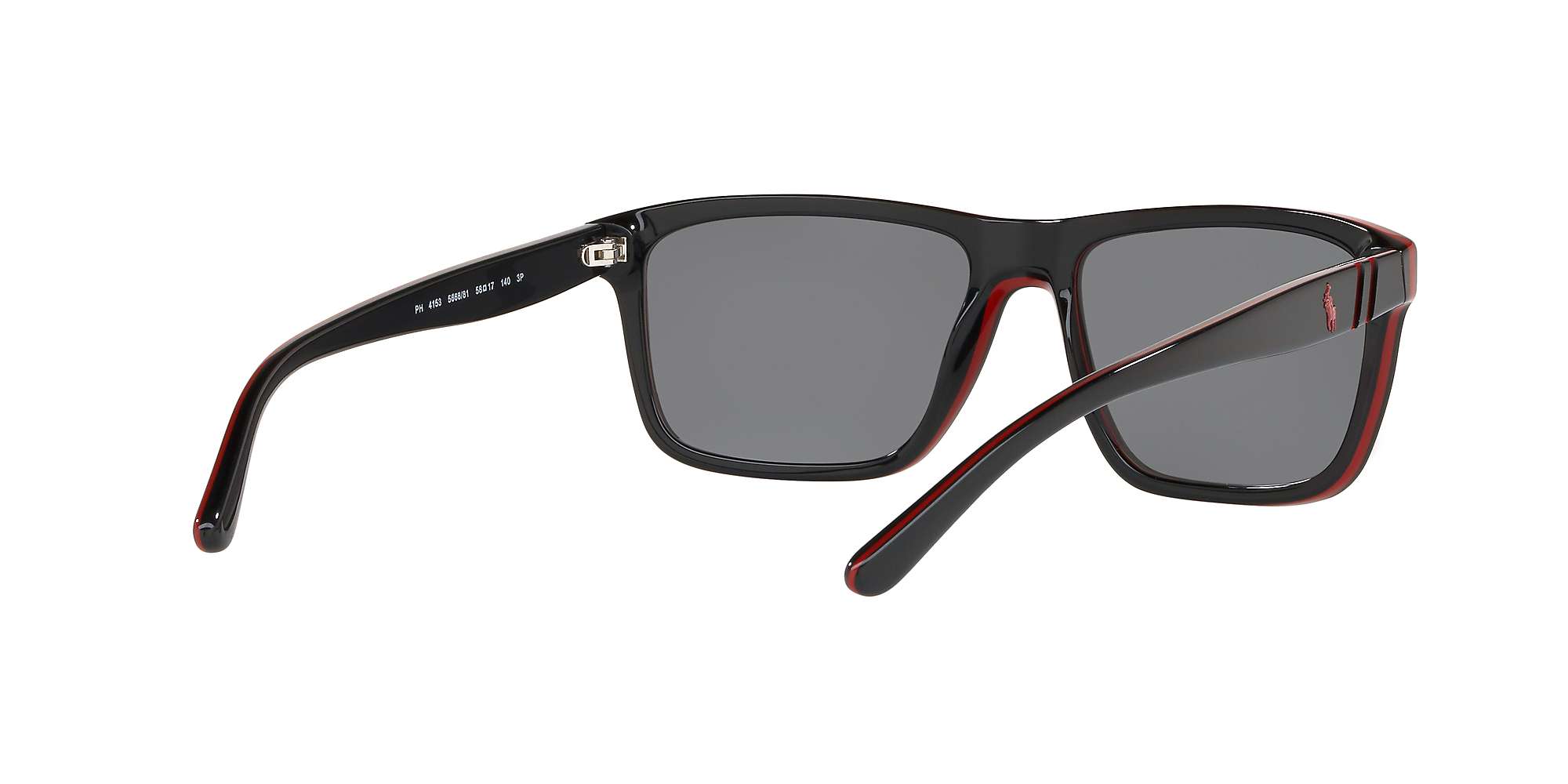 Buy Polo Ralph Lauren PH4153 Men's Polarised Square Sunglasses, Black/Red Online at johnlewis.com