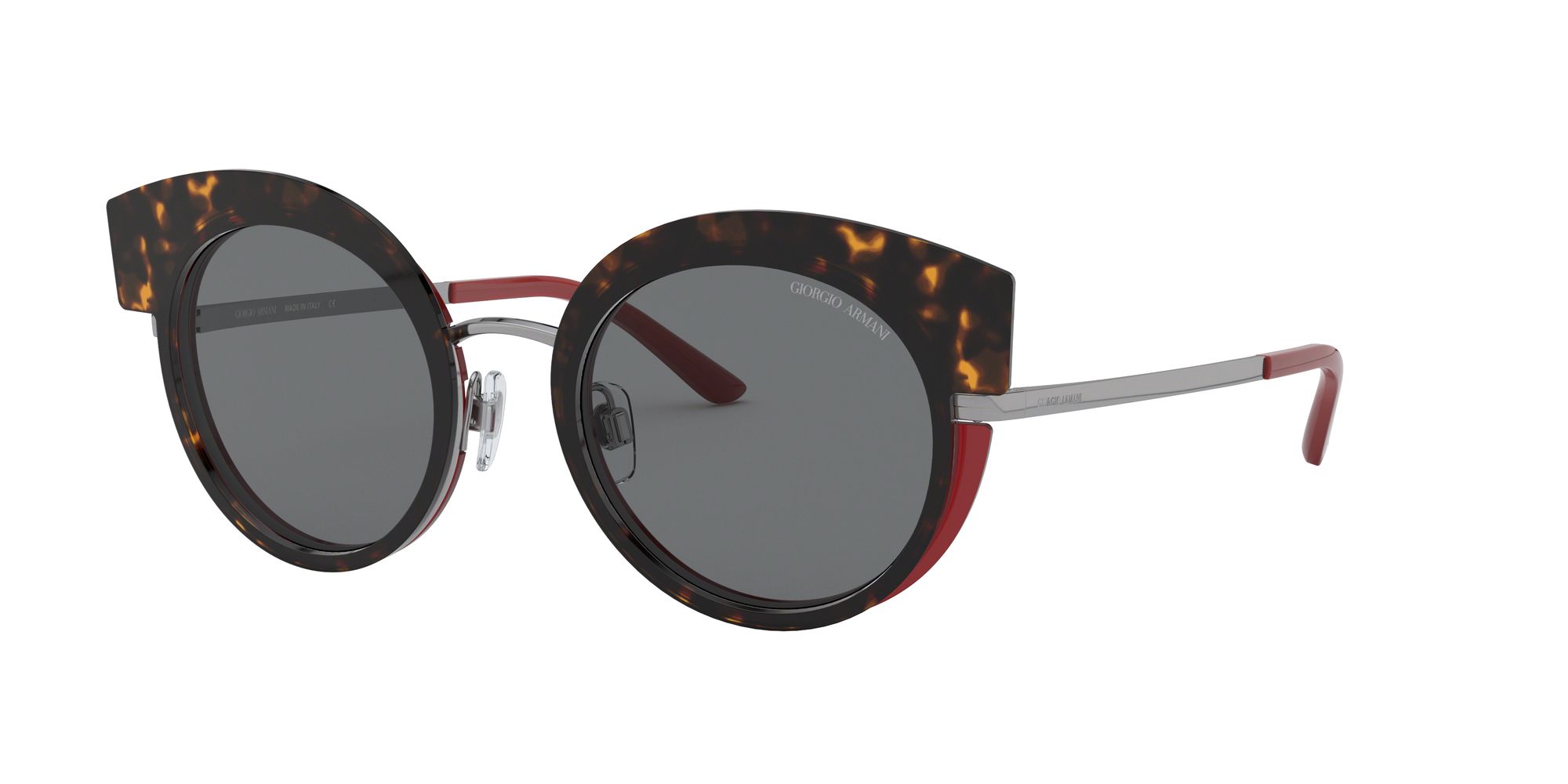 Giorgio Armani AR6091 Women's Round Sunglasses, Red Tortoise/Grey at John  Lewis & Partners