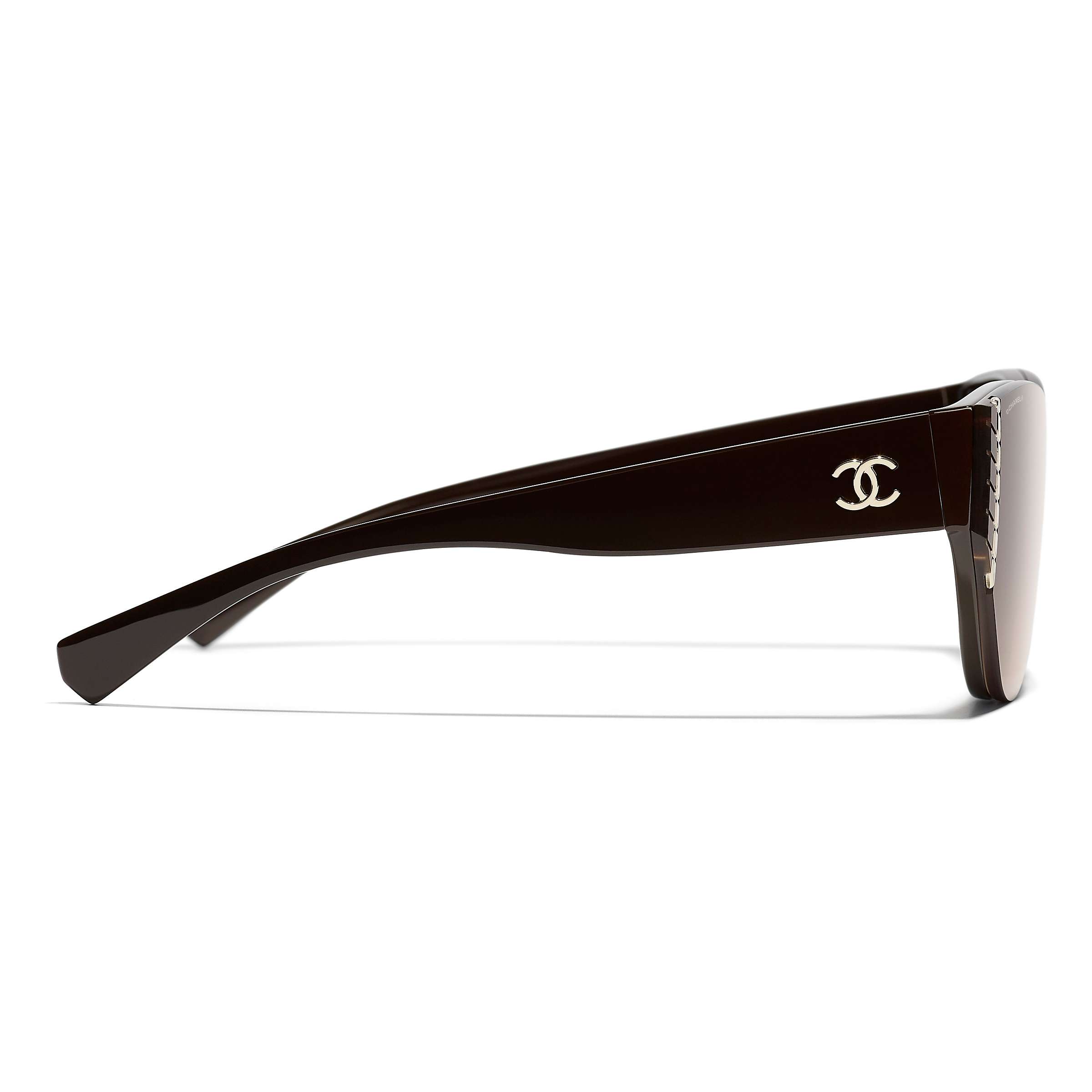 Buy CHANEL Oval Sunglasses CH6054 Dark Brown/Brown Gradient Online at johnlewis.com