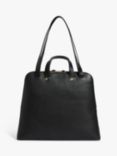 John Lewis Leather Shoulder Work Bag, Black