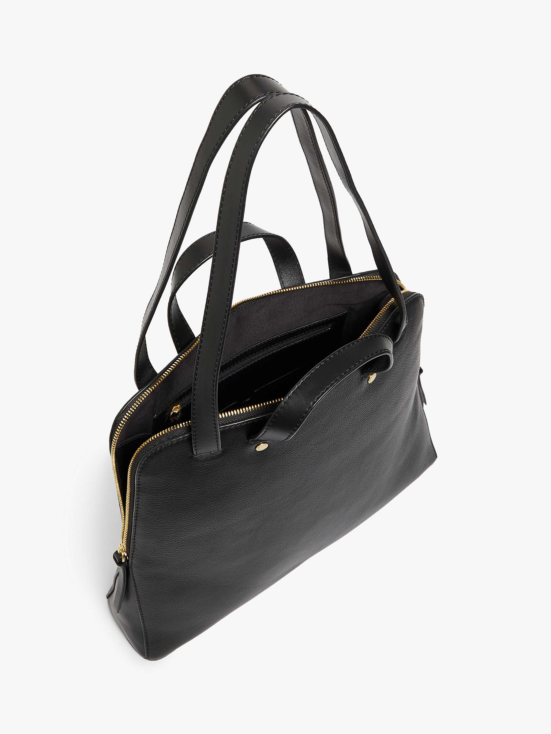 Buy John Lewis Leather Shoulder Work Bag, Black Online at johnlewis.com