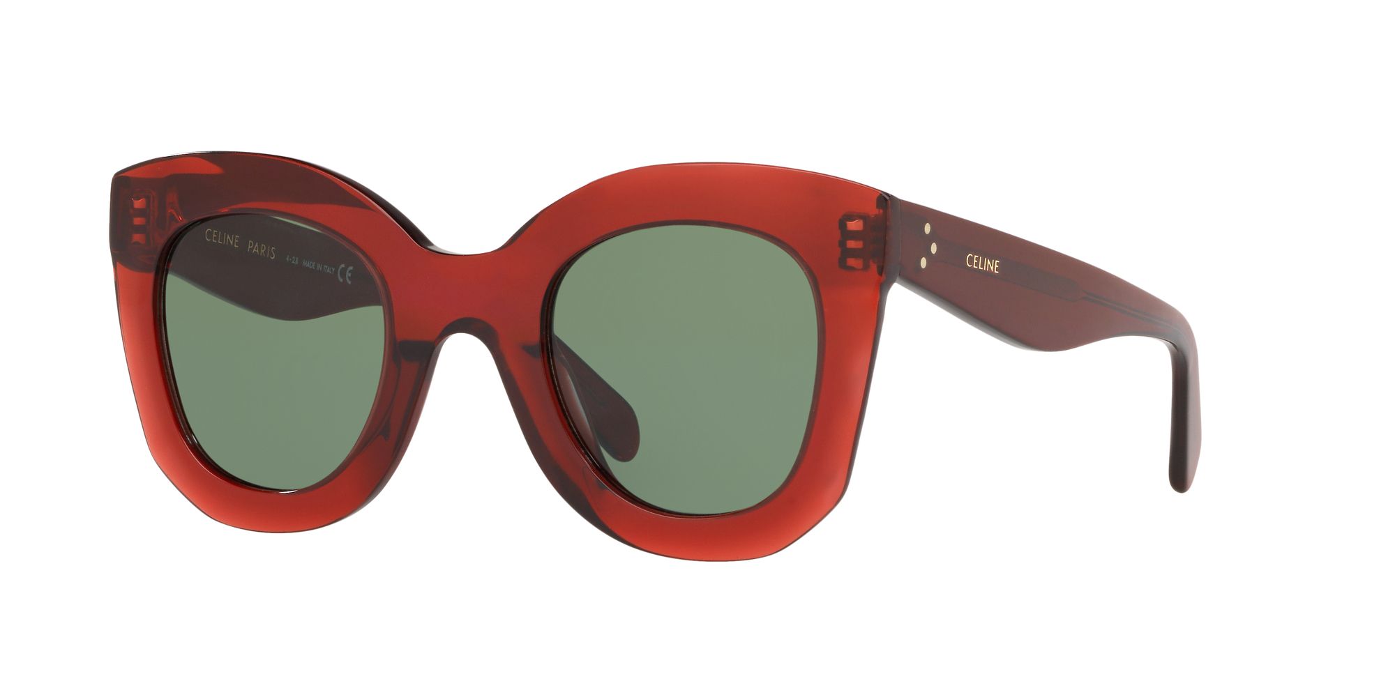 Celine Cl4005in Womens Rectangular Sunglasses Shiny Redgreen At John 