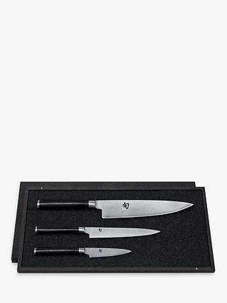 kai Stainless Steel Knife Set & Wood Gift Box, 3 Piece