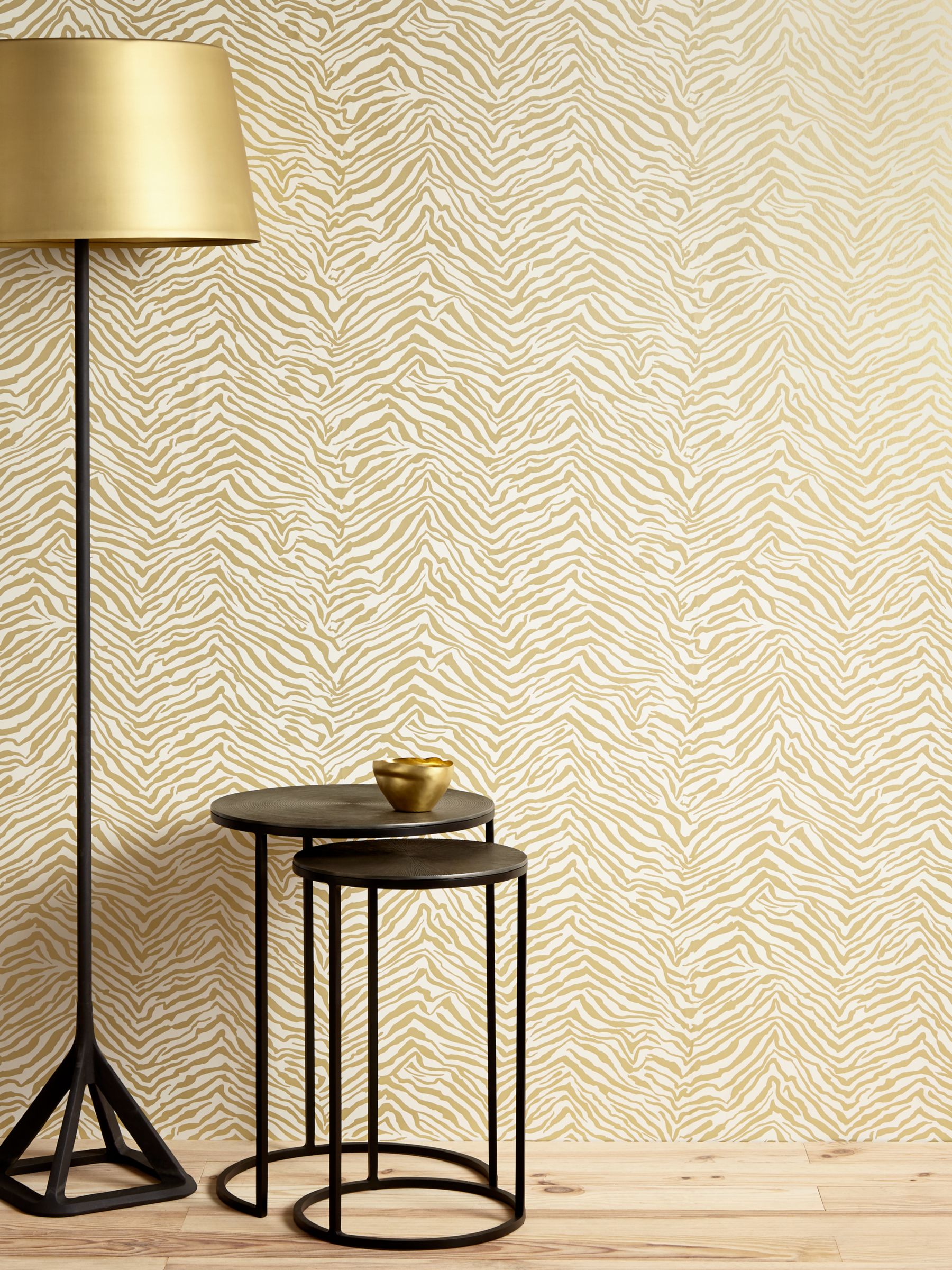 John Lewis & Partners Zebra Wallpaper, Gold