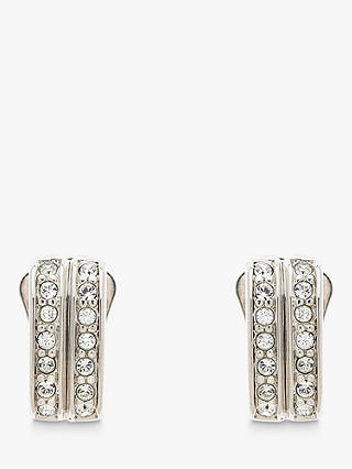 Emma Holland Double Row Swarovski Crystal Curved Clip-On Earrings, Silver