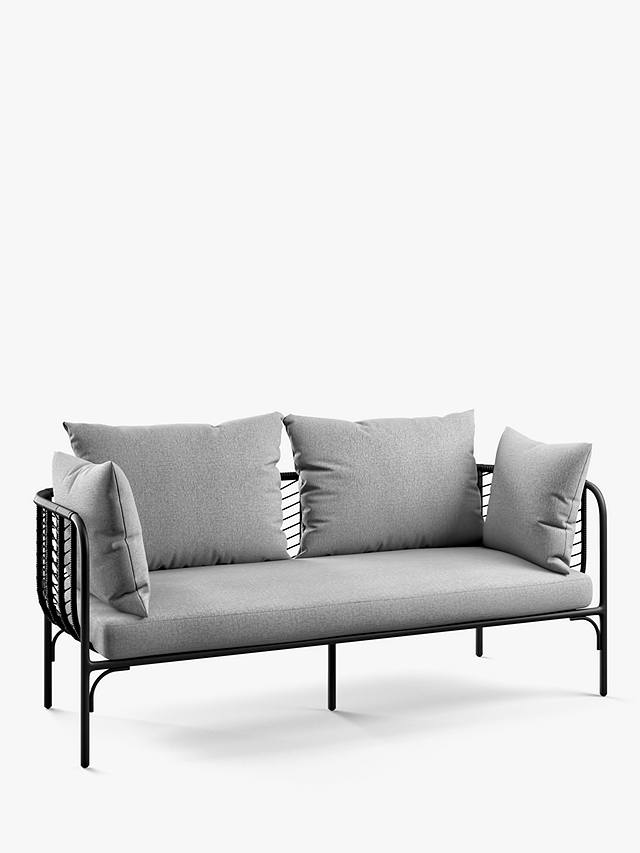 John Lewis & Partners Chevron 2-Seat Garden Sofa, Black/Grey