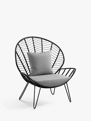 John Lewis Chevron Statement Garden Chair, Black/Grey