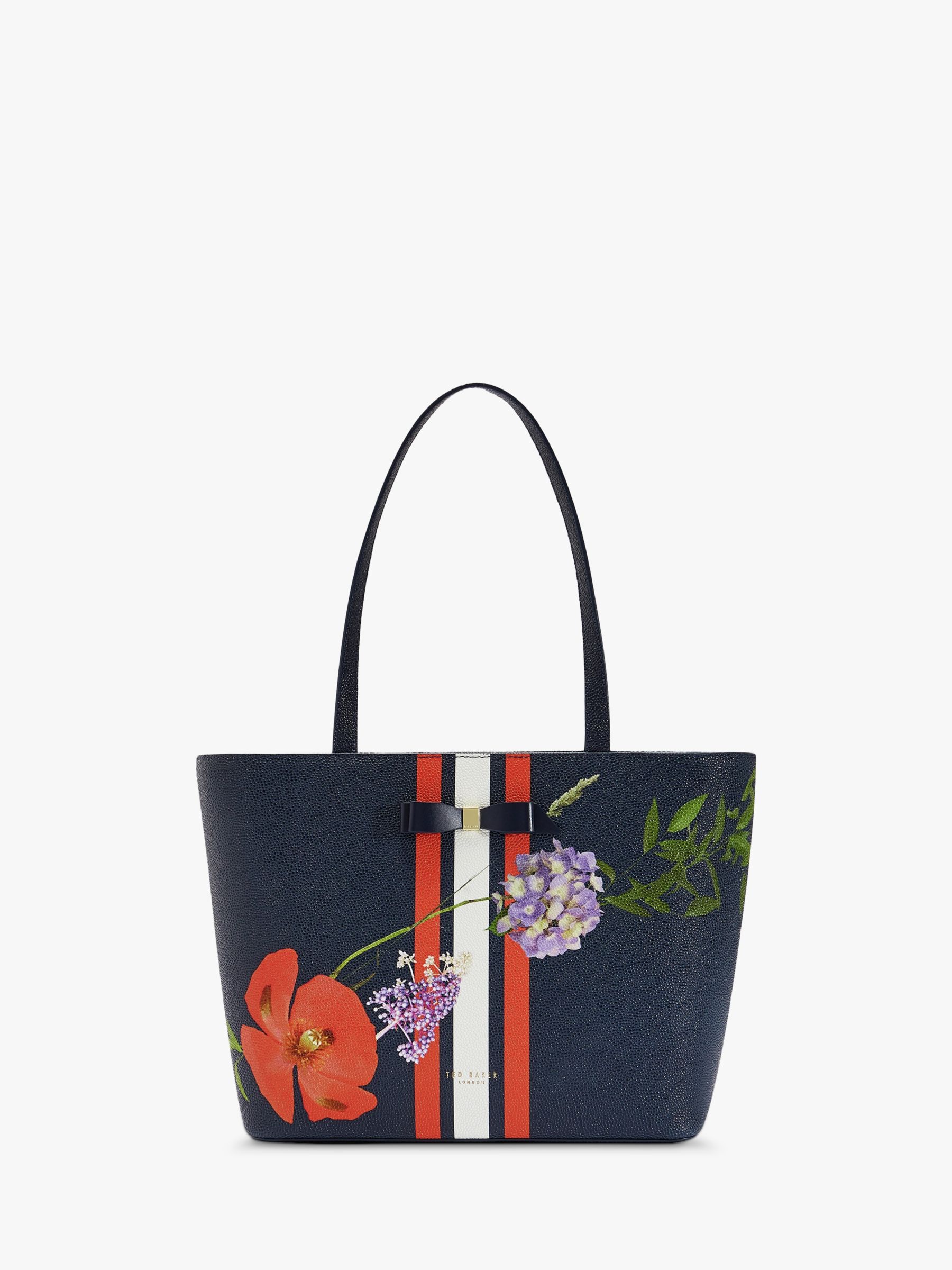Ted Baker Hedgerow Floral Leather Shopper Bag, Blue/Multi