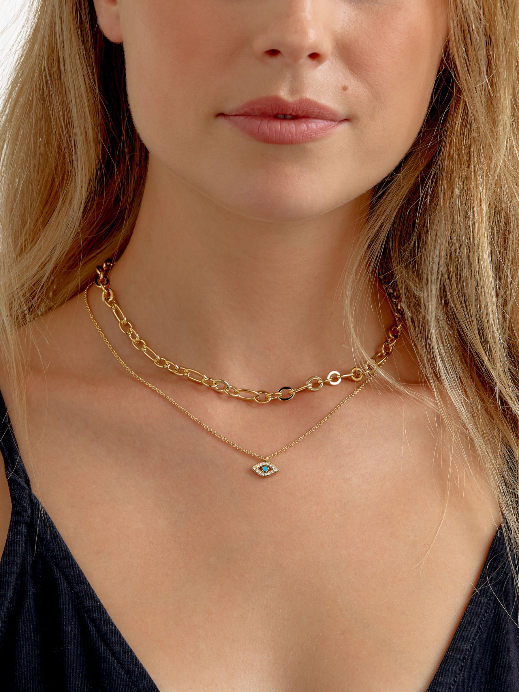 Melissa Odabash Crystal Eye Pendant Necklace, Gold