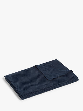 little home at John Lewis Addison Knitted Throw, Midnight Blue