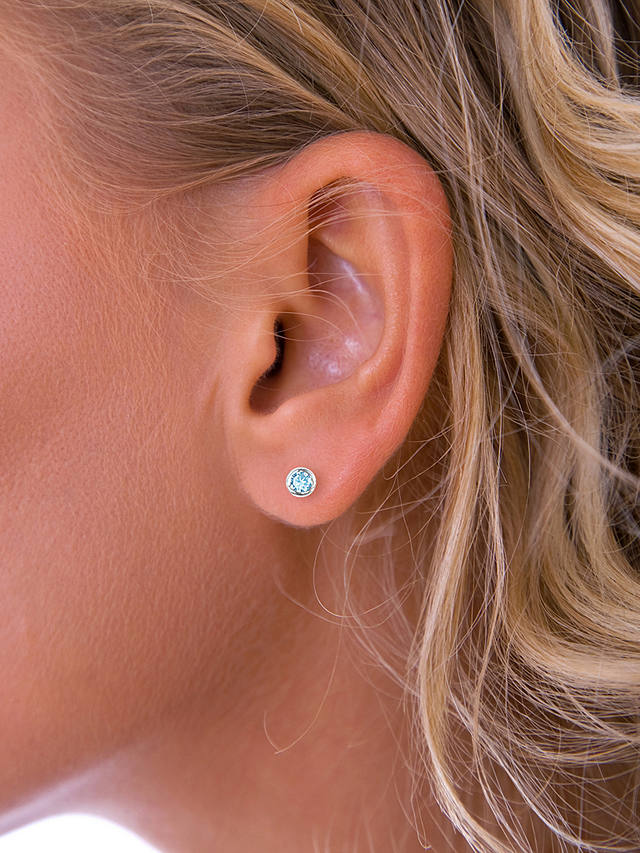 Nina B Sterling Silver Small Stone Stud Earrings, Blue