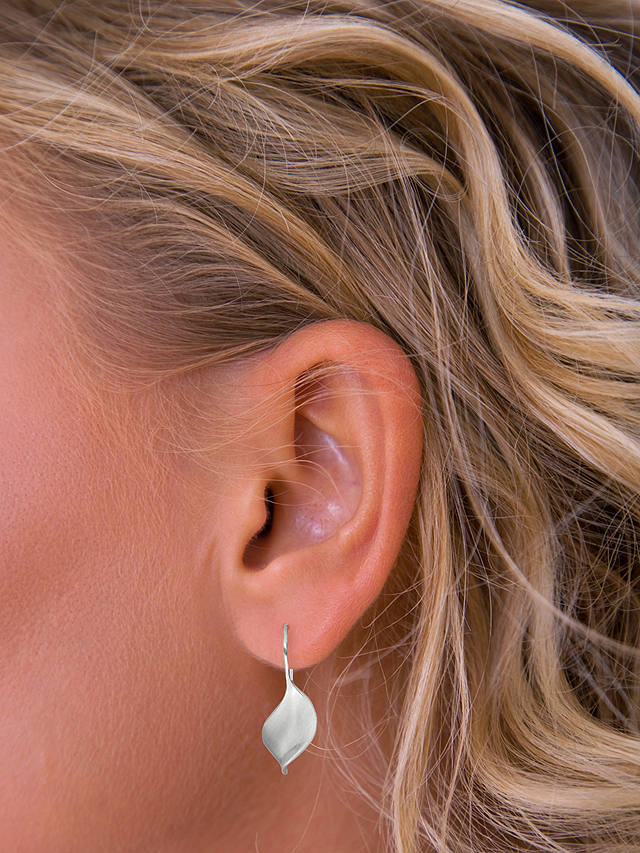 Nina B Leaf Hook Drop Earrings, Silver