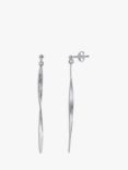 Nina B Sterling Silver Brushed Long Drop Earrings, Silver