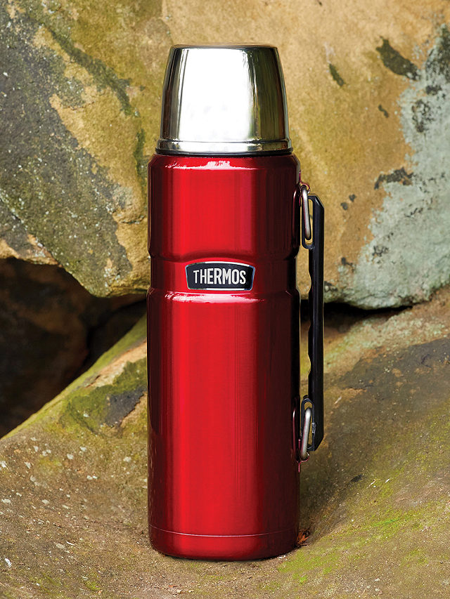 Thermos Stainless Steel King Flask, 1.2L, Red/Silver