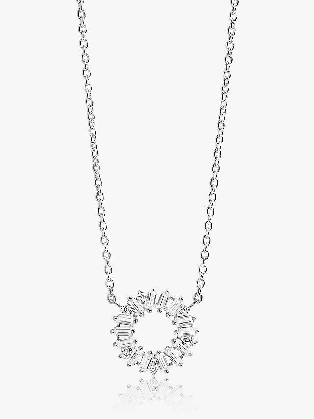 Sif Jakobs Jewellery Cubic Zirconia Round Pendant Necklace, Silver