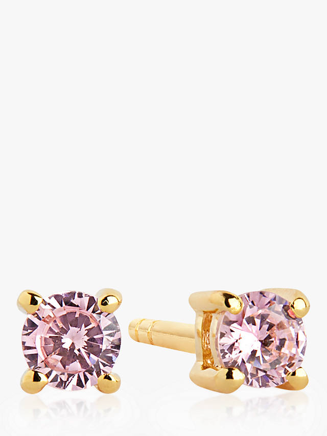 Sif Jakobs Jewellery Princess Piccolo Solitaire Cubic Zirconia Round Stud Earrings, Gold/Pink