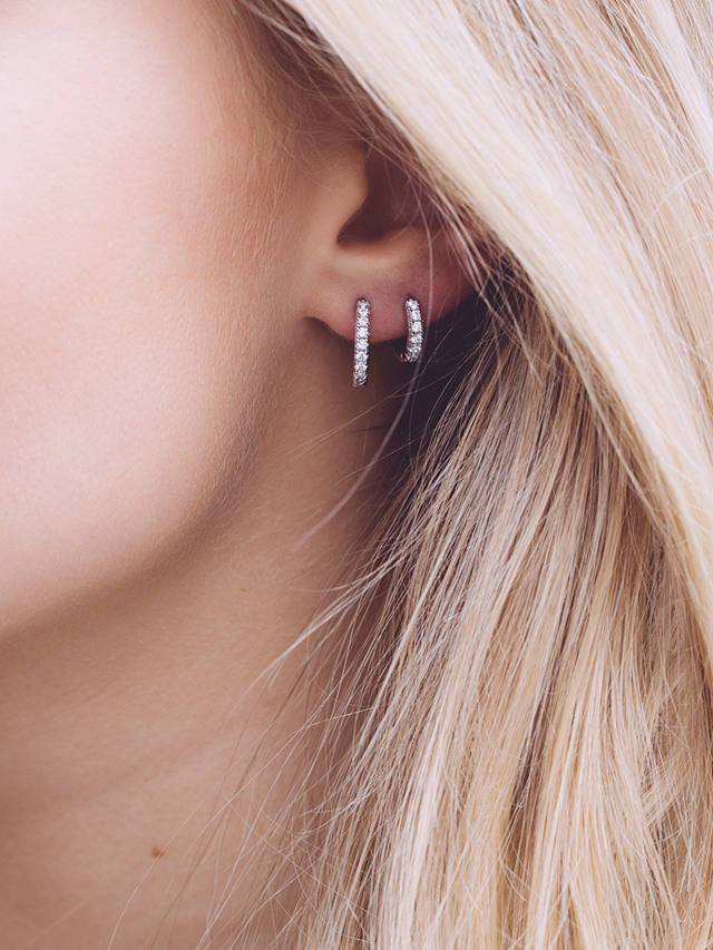 Sif Jakobs Jewellery Ellera Medio Medium Cubic Zirconia Hoop Earrings, Silver