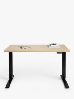 Humanscale Float Height Adjustable Sit/Stand Desk, Natural Oak