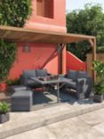 John Lewis Alora Cube 6-Seater Garden Dining Table, Sofas & Stools Set, Brown/Grey