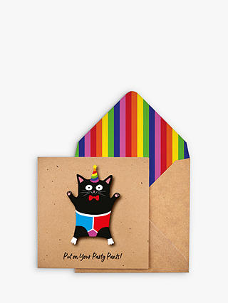 Tache Crafts Party Pants Cat Birthday Card