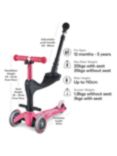 Micro Scooters Mini 3in1 Deluxe Ride On Scooter, Pink