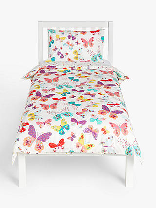 little home at John Lewis Butterflies and Ditsy Print Reversible Cotton Duvet Cover and Pillowcase Set, Single, Multi