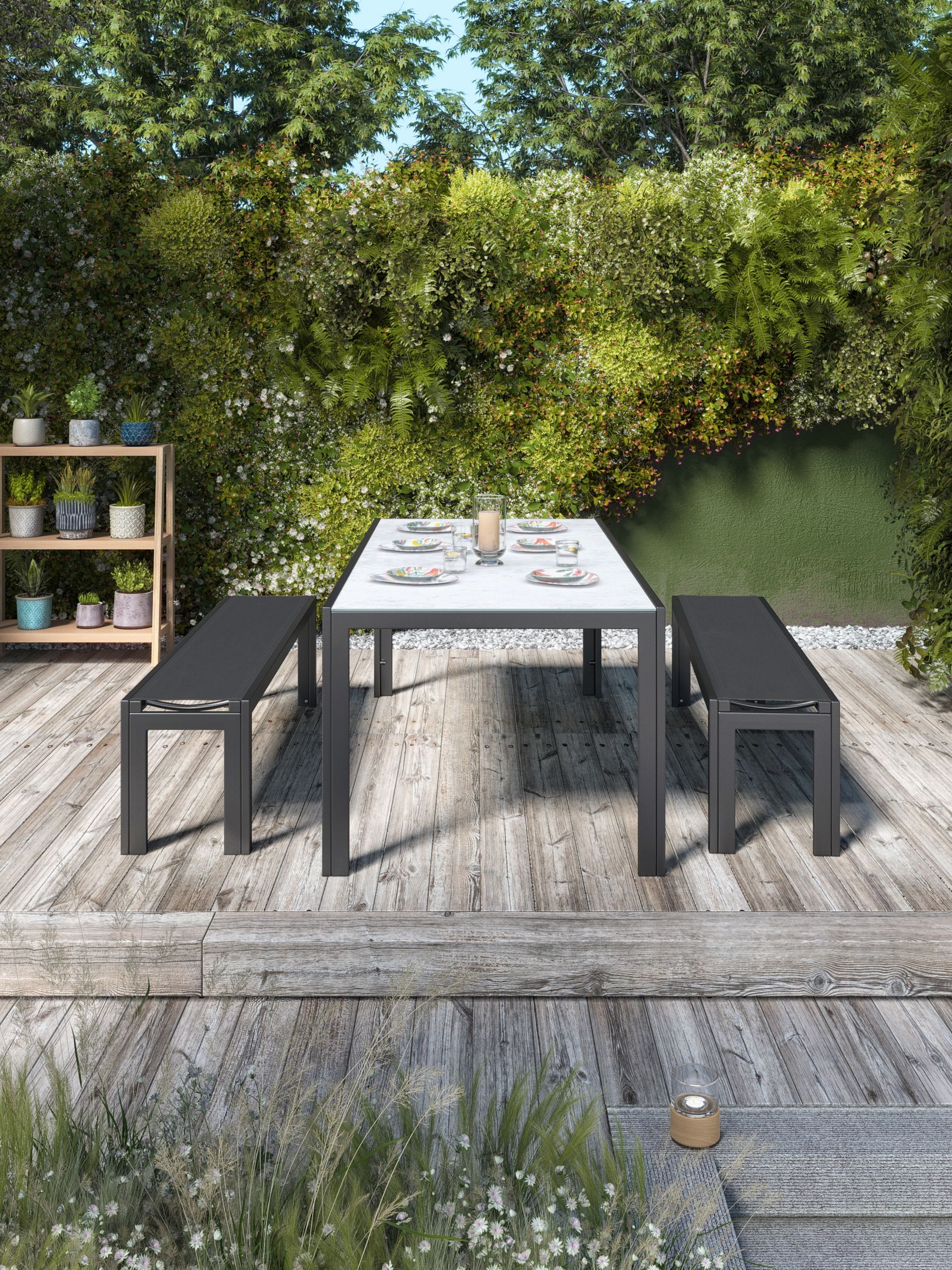 Photo of John lewis miami ceramic-effect glass top 8-seat garden dining table grey